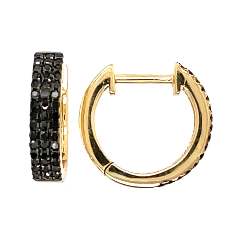 Black Diamond Pave Hoop Earrings