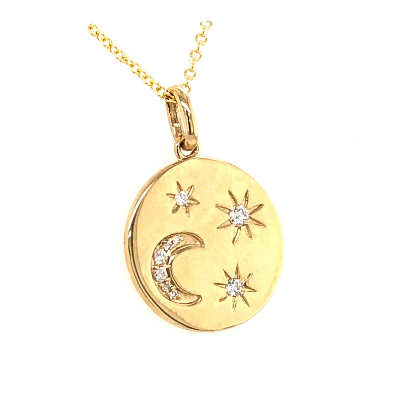 Moon and Stars Medallion Necklace