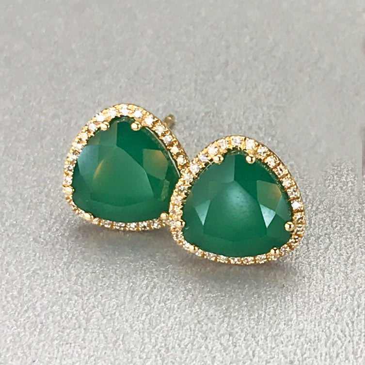 Green Onyx Stud Earrings look