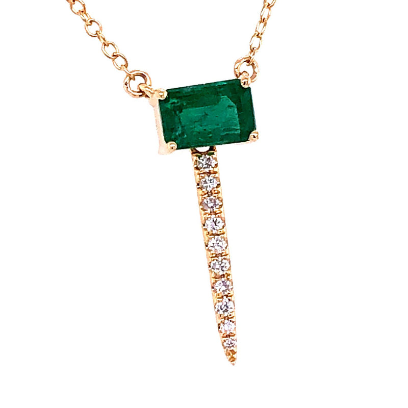 Emerald and Diamond Spike Necklace