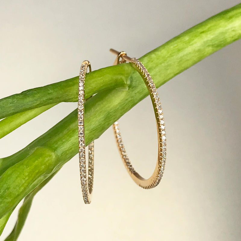 1.25-Inch Inside-Out Diamond Hoops in Yellow Gold