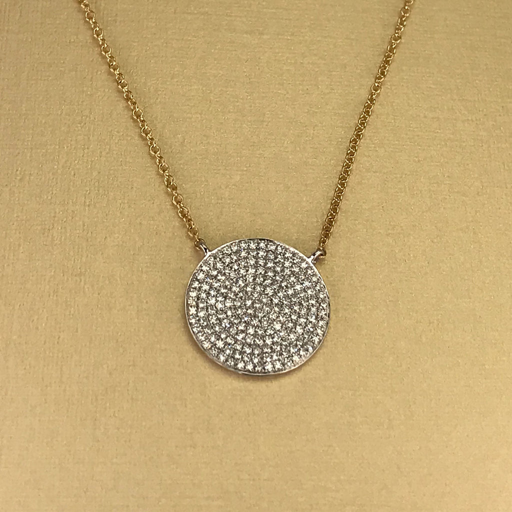 Diamond Pave Disc Necklace